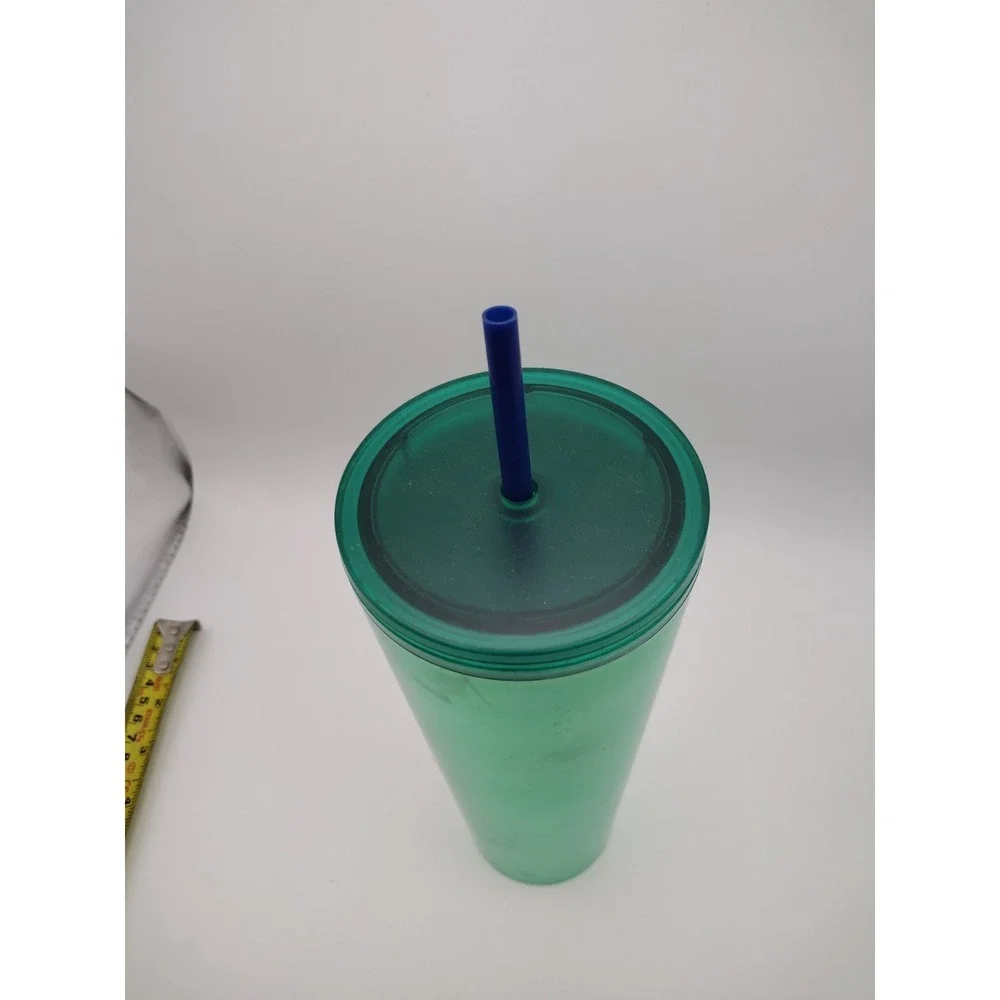 Starbucks Tumbler Metallic Green Mirror Double Wall Venti Summer‎ Cold Cup 24oz